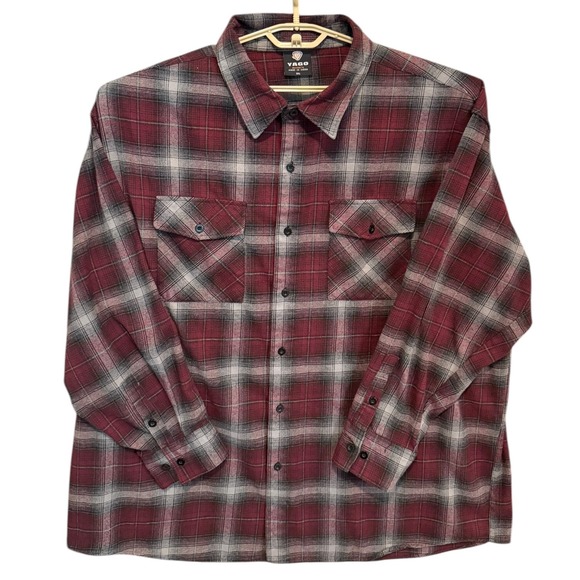 Yago Other - Yago Plaid Flannel‎ Button Down Shirt Long Sleeve Big & Tall 5XL Gorpcore Cozy